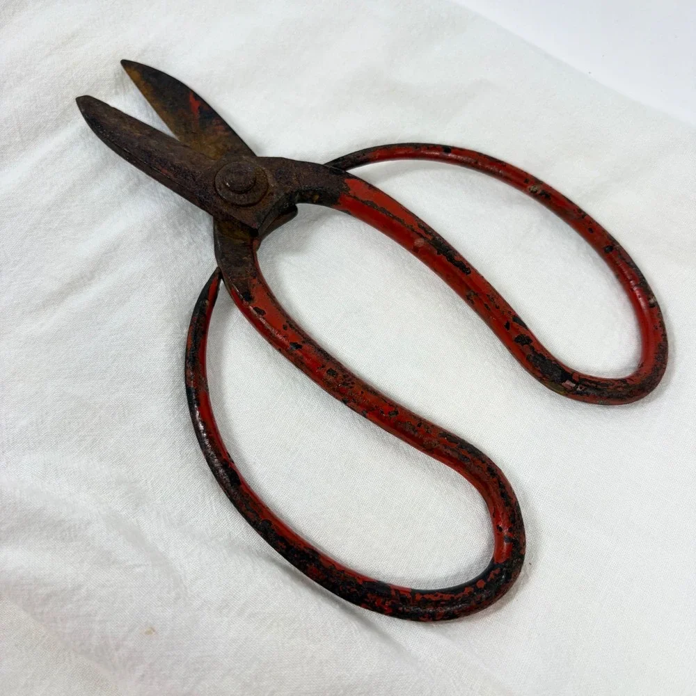 Vintage Japanese Ikebana Shears Red Butterfly Handle Bonsai Scissors Pruner
